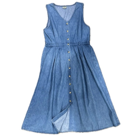 L.L. Bean Dresses & Skirts - 👗🌾 LL BEAN Sleeveless Denim Prairie Dress | Vintage 90s Cottagecore Maxi 20P
